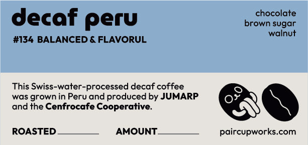 #134 Decaffeinated Wash-Processed Coffee Beans from Peru