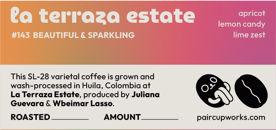 #143 Washed Process Coffee Beans from Colombia La Terraza - Slow Pour Collab